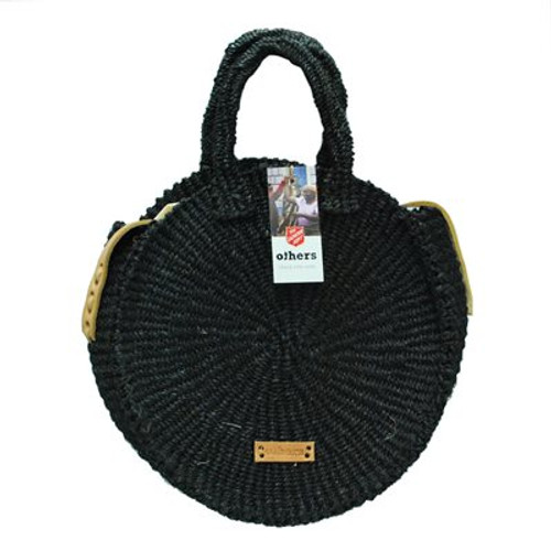 Round Sisal bag/black; Kenya