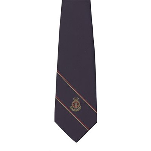 Clip-on Navy Blue Tie with Crest and Bars