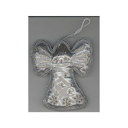 Embroidered Silver Angel Ornament