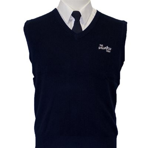 Navy Blue Sweater Vest With The Salvation Army Embroidery