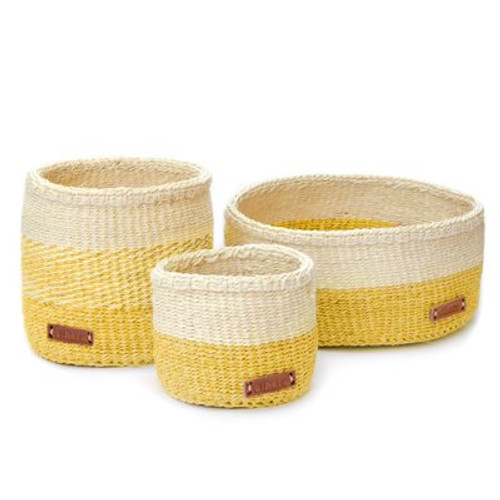 Sisal Basket - Natural with Yellow Bottom