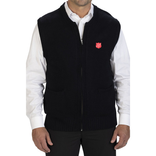 Unisex Zip Sweater Vest Navy W/Shield