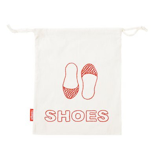 White Shoe Bag with Red Embroidery