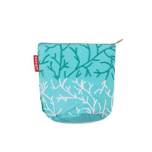 Coral Embroidered Pouch Sea Green