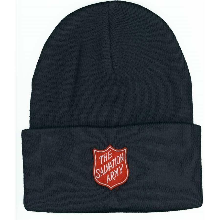 HAT KNIT NAVY W/SHIELD - The Salvation Army Trade Central