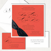 Layla Square Ribbon Wedding Invitations elegant glitter thermography wedding planner Stationery Store & Wedding Invitations by Leslie Store wholesale