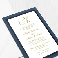 Juliette Light Navy Wedding Invitations Three Layered Leslie Store