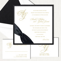 Anabel Square Ribbon Wedding Invitations elegant glitter thermography wedding planner Stationery Store & Wedding Invitations by Leslie Store wholesale