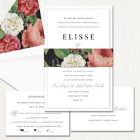 Elisse Floral Band Wedding Invitations elegant glitter thermography wedding planner Stationery Store & Wedding Invitations by Leslie Store wholesale