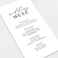 Elisse Wedding Menu Wedding Menu Leslie Store