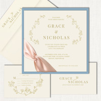 Grace Square Ribbon Wedding Invitations Two Layered Leslie Store