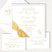 Courtney Square Ribbon Wedding Invitations Two Layered Leslie Store