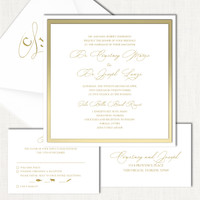 Courtney Gold Square Wedding Invitations Two Layered Leslie Store