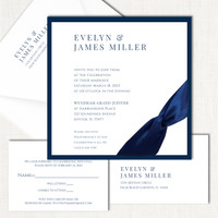Evelyn Square Ribbon Wedding Invitations Two Layered Leslie Store