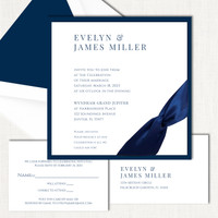 Evelyn Square Ribbon Wedding Invitations Two Layered Leslie Store