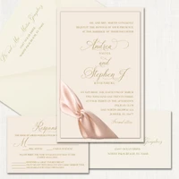 Andrea Blush Ribbon Wedding Invitations Two Layered Leslie Store