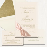 Andrea Blush Ribbon Wedding Invitations Two Layered Leslie Store