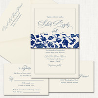 Silvia Vintage Belly Band Wedding Invitations Two Layered Leslie Store