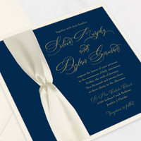 Silvia Square Ribbon Wedding Invitations Two Layered Leslie Store