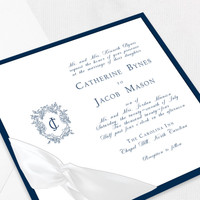 Catherine Square Ribbon Wedding Invitations Two Layered Leslie Store