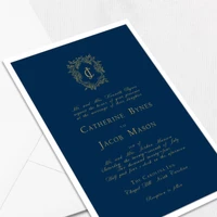 Catherine Navy Wedding Invitations Two Layered Leslie Store