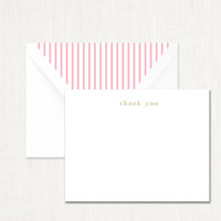 Thank You, Pink Pinstripe Note Set Stationery Boxed Note Sets Stationery Store & Wedding Invitations by Leslie Store