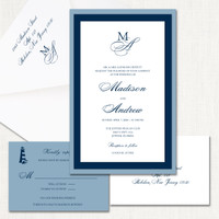Madison Navy Wedding Invitations Three Layered Leslie Store