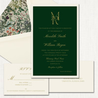 Meredith Hunter Green Wedding Invitations Two Layered Leslie Store