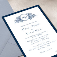 Haley Navy Wedding Invitations Two Layered Leslie Store