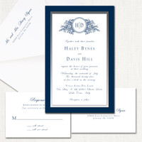 Haley Navy Silver Wedding Invitations Three Layered Leslie Store