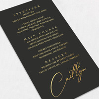 Foil Wedding Menu w/ Guest Names Wedding Menu Leslie Stationery Store