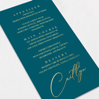 Foil Wedding Menu w/ Guest Names Wedding Menu Leslie Stationery Store