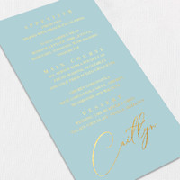 Foil Wedding Menu w/ Guest Names Wedding Menu Leslie Stationery Store