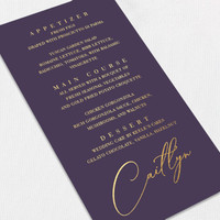 Foil Wedding Menu w/ Guest Names Wedding Menu Leslie Stationery Store