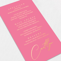 Foil Wedding Menu w/ Guest Names Wedding Menu Leslie Stationery Store