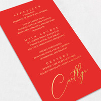 Foil Wedding Menu w/ Guest Names Wedding Menu Leslie Stationery Store