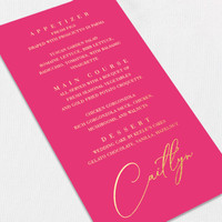Foil Wedding Menu w/ Guest Names Wedding Menu Leslie Stationery Store