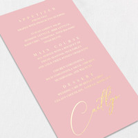 Foil Wedding Menu w/ Guest Names Wedding Menu Leslie Stationery Store