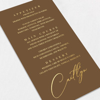 Foil Wedding Menu w/ Guest Names Wedding Menu Leslie Stationery Store