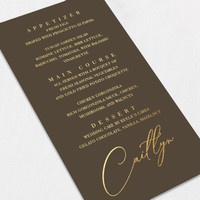 Foil Wedding Menu w/ Guest Names Wedding Menu Leslie Stationery Store
