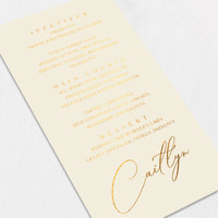 Foil Wedding Menu w/ Guest Names Wedding Menu Leslie Stationery Store
