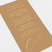 Foil Wedding Menu w/ Guest Names Wedding Menu Leslie Stationery Store