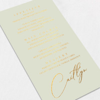 Foil Wedding Menu w/ Guest Names Wedding Menu Leslie Stationery Store