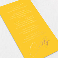 Foil Wedding Menu w/ Guest Names Wedding Menu Leslie Stationery Store