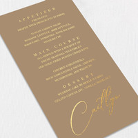 Foil Wedding Menu w/ Guest Names Wedding Menu Leslie Stationery Store