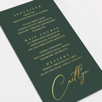 Foil Wedding Menu w/ Guest Names Wedding Menu Leslie Stationery Store