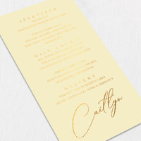 Foil Wedding Menu w/ Guest Names Wedding Menu Leslie Stationery Store