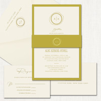 Alexandra Belly Band Chartreuse Wedding Invitations Two Layered Leslie Stationery Store