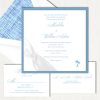 Madeline Square Ribbon New Blue Wedding Invitations Two Layered Leslie Stationery Store