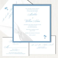 Madeline Square Ribbon New Blue Wedding Invitations Two Layered Leslie Stationery Store